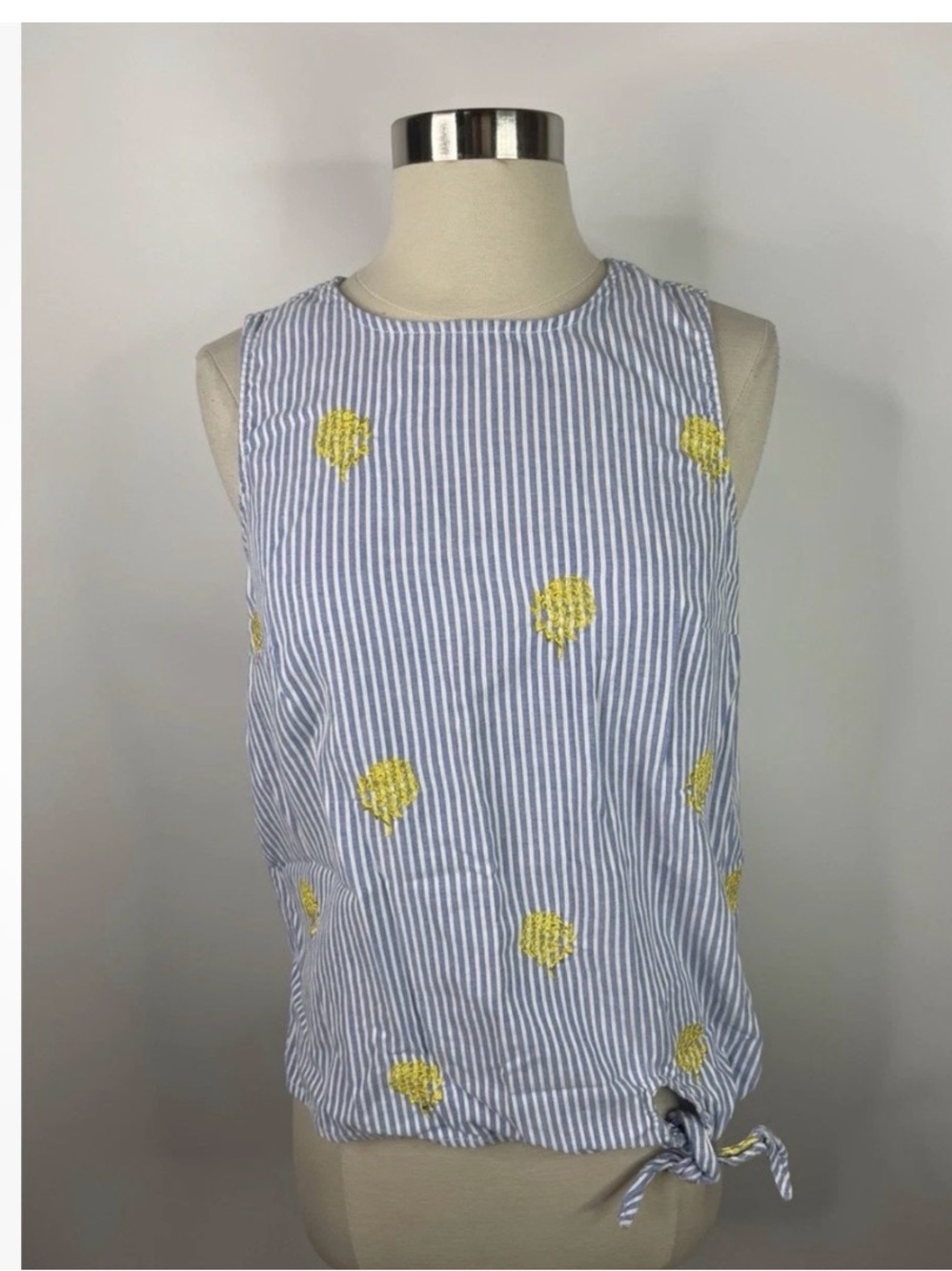 J. Crew sleeveless Stripe Top Embroidered